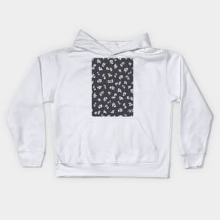 Cream Ditsy Hemlock Print on Charcoal Grey -  Floral Repeat Pattern Kids Hoodie